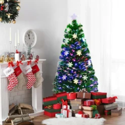 Christbaum LED 90/120/150/180 cm Künstlicher Weihnachtsbaum mit Glasfaser-Farbwechsler Grün
