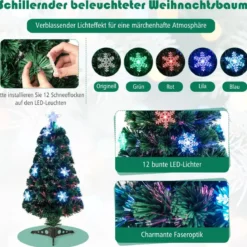 Christbaum LED 90/120/150/180 cm Künstlicher Weihnachtsbaum mit Glasfaser-Farbwechsler Grün
