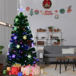 Christbaum LED 90/120/150/180 cm Künstlicher Weihnachtsbaum mit Glasfaser-Farbwechsler Grün
