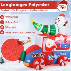 177cm Aufblasbare Deko Weihnachten LED Weihnachtsmann im Auto Weihnachtsdekoration mit Schneemann
