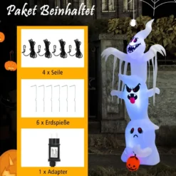 310 cm Aufblasbare Gestapelte Halloween-Geister Halloween-Dekoration mit bunten RGB-Lichtern Weiß