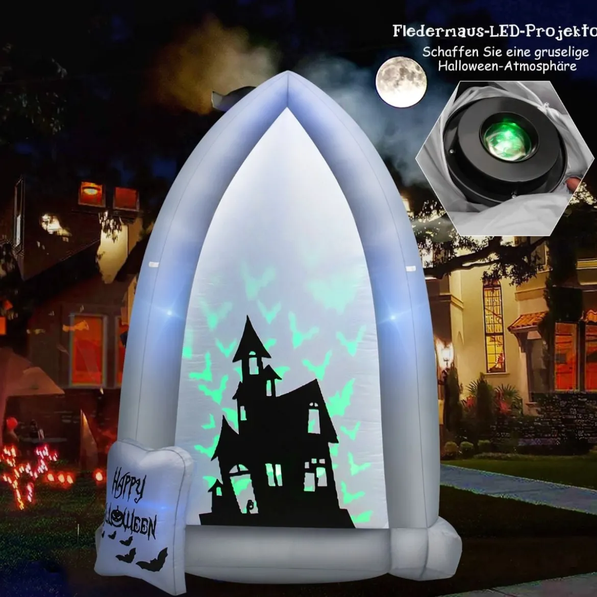 210 cm Aufblasbarer Halloween-Grabstein Aufblasbare Hofdekoration mitGebläse