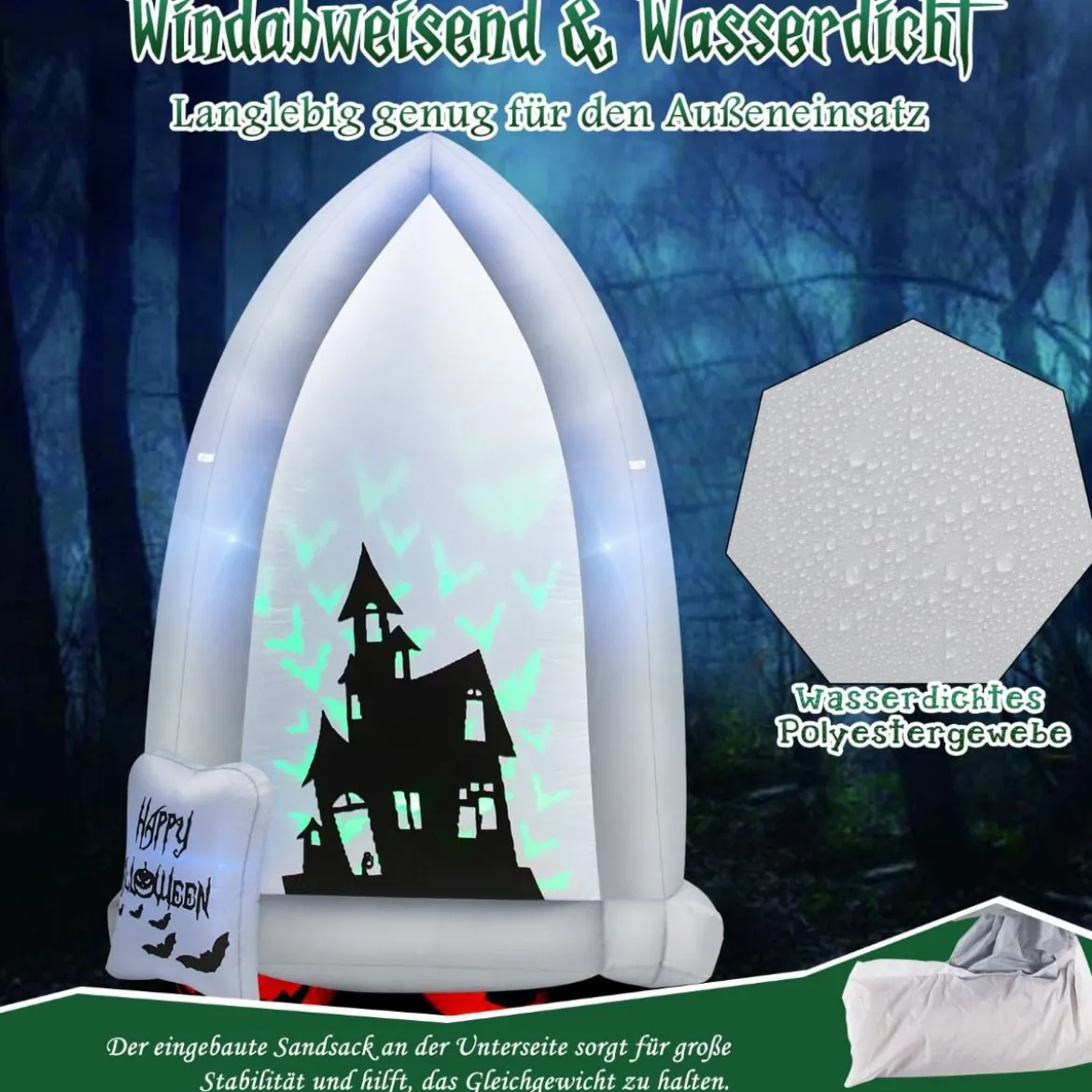 210 cm Aufblasbarer Halloween-Grabstein Aufblasbare Hofdekoration mitGebläse