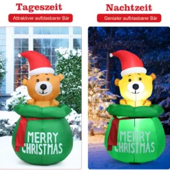 150cm Aufblasbarer Weihnachten Bär mit Beleuchtung als Dekorationen für den Innen- und Außen inkl. Gebläse