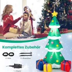 180cm Aufblasbarer Weihnachtsbaum mit Geschenkbox LED Weihnachtsdekoration