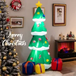 180cm Aufblasbarer Weihnachtsbaum mit Geschenkbox LED Weihnachtsdekoration