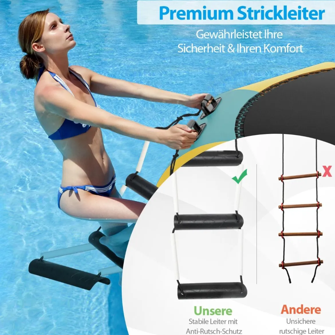 305cm Aufblasbares Wassertrampolin mit 500W elektrischer Aufblasvorrichtung Trampolin Bounce Gelb + Grün