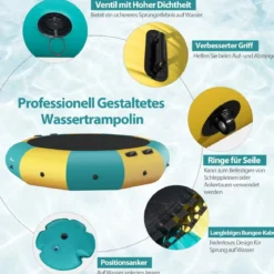 305cm Aufblasbares Wassertrampolin mit 500W elektrischer Aufblasvorrichtung Trampolin Bounce Gelb + Grün