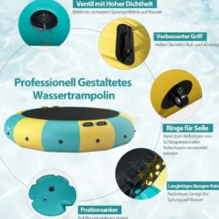 457cm Aufblasbares Wassertrampolin mit 500W elektrischer Aufblasvorrichtung Trampolin Bounce Gelb + Grün
