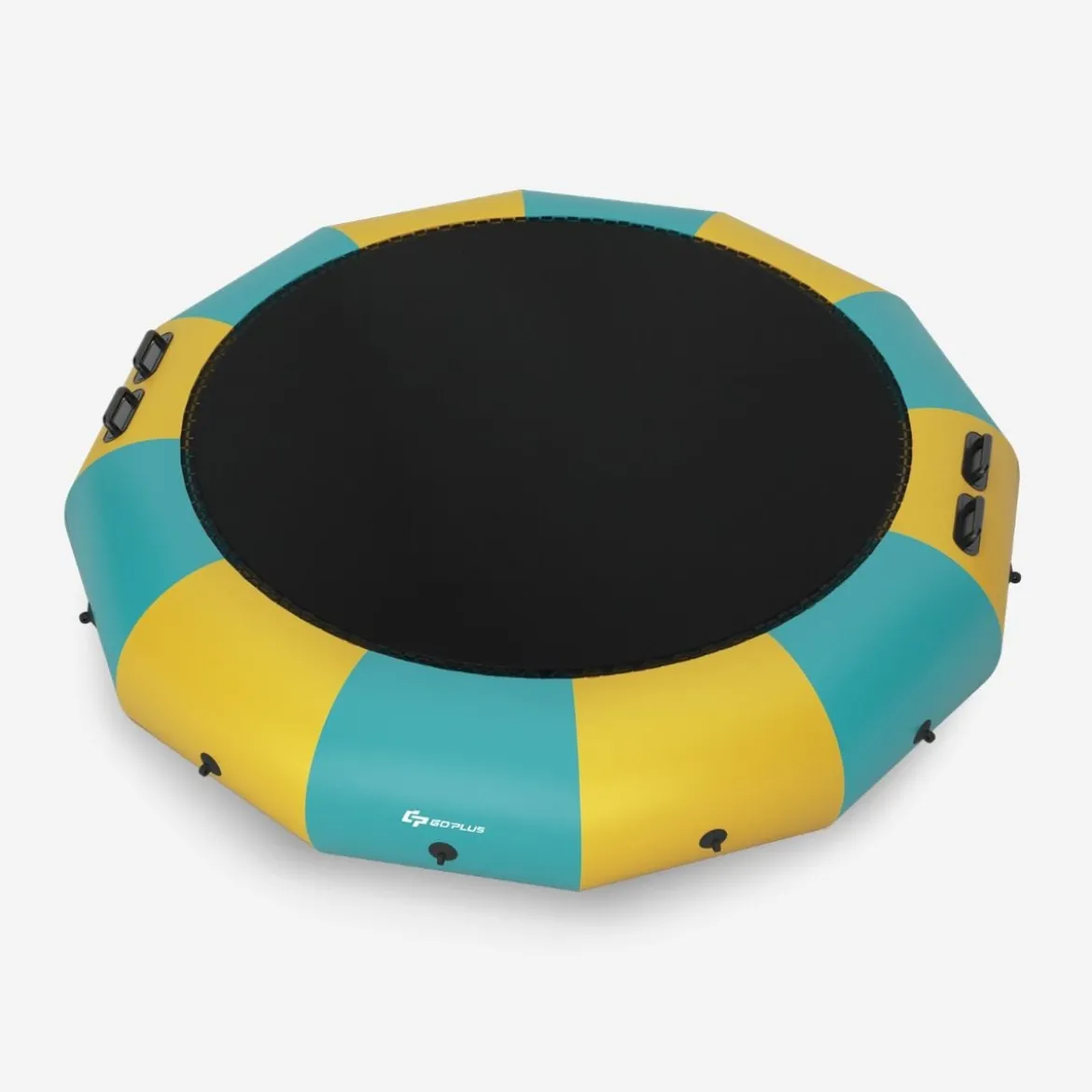 457cm Aufblasbares Wassertrampolin mit 500W elektrischer Aufblasvorrichtung Trampolin Bounce Gelb + Grün