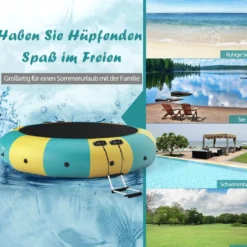 457cm Aufblasbares Wassertrampolin mit 500W elektrischer Aufblasvorrichtung Trampolin Bounce Gelb + Grün