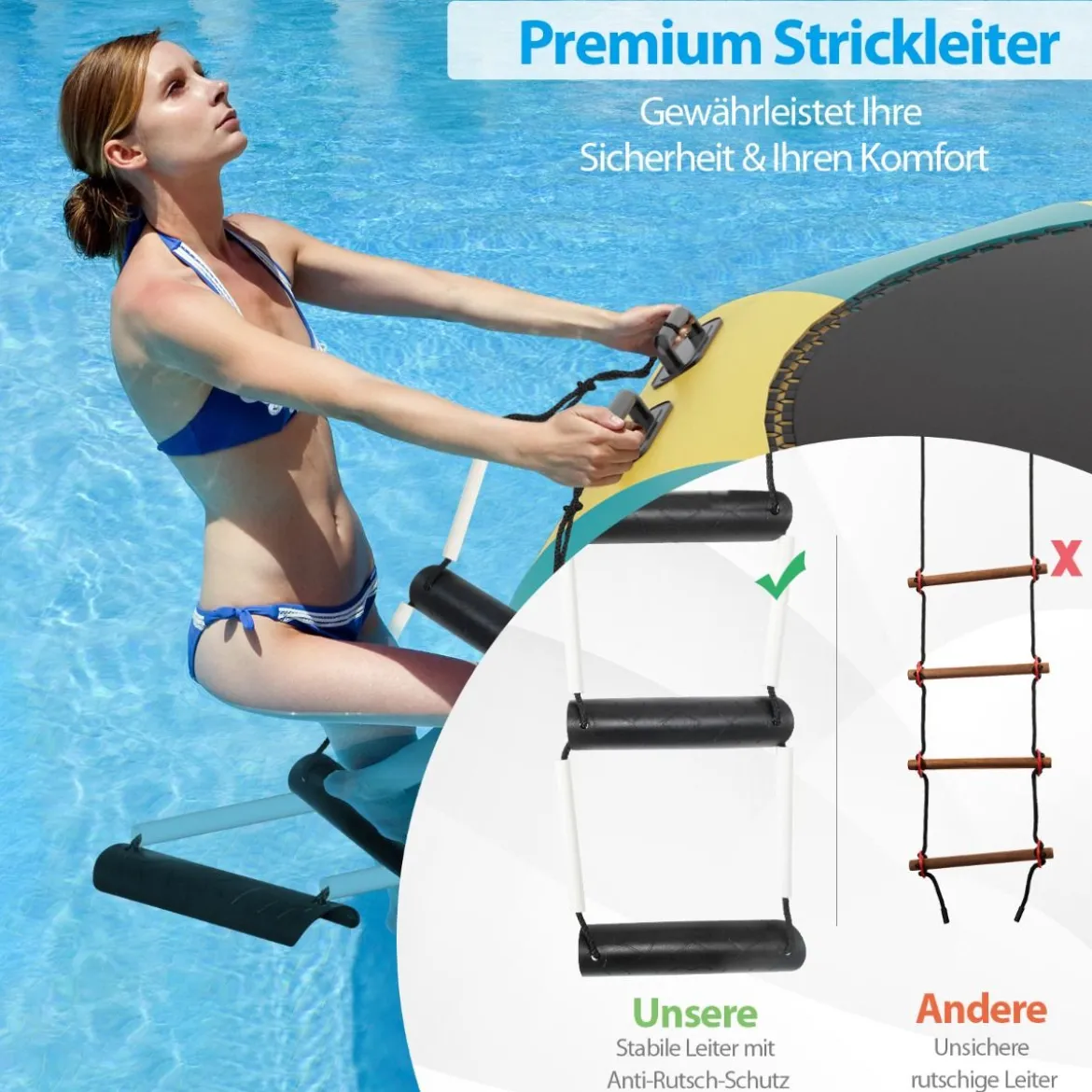 457cm Aufblasbares Wassertrampolin mit 500W elektrischer Aufblasvorrichtung Trampolin Bounce Gelb + Grün