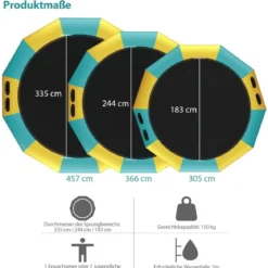 457cm Aufblasbares Wassertrampolin mit 500W elektrischer Aufblasvorrichtung Trampolin Bounce Gelb + Grün