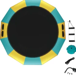 457cm Aufblasbares Wassertrampolin mit 500W elektrischer Aufblasvorrichtung Trampolin Bounce Gelb + Grün
