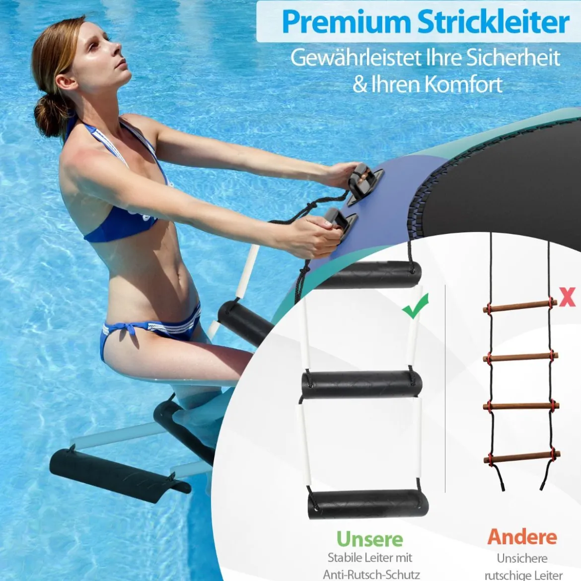 457cm Aufblasbares Wassertrampolin mit 500W elektrischer Aufblasvorrichtung Trampolin Bounce Blau + Grün