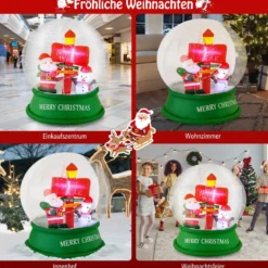 126CM Aufblasbare Weihnachten Deko LED Weihnachtsmann & Schneemann & Straßenschild Kugel