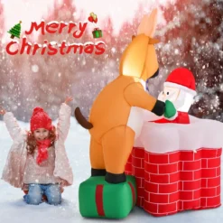 155 cm Aufblasbare Weihnachten Deko Höhenverstellbar LED Weihnachtsmann & Rentier
