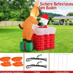 155 cm Aufblasbare Weihnachten Deko Höhenverstellbar LED Weihnachtsmann & Rentier