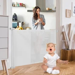 0-140 cm Ausziehbares Türschutzgitter für Babys & Haustiere Treppenschutzgitter Weiß