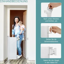 0-140 cm Ausziehbares Türschutzgitter für Babys & Haustiere Treppenschutzgitter Weiß