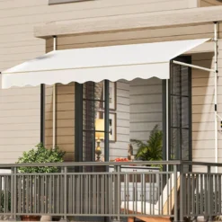 250 / 400 cm Balkonmarkise ohne Bohren mit Handkurbel Höhenverstellbare & Klemmmarkise