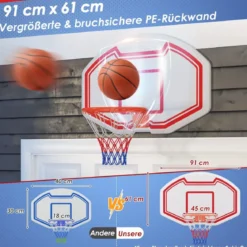Ø45cm Basketballkorb Indoor Mini Basketball Korb mit Rückwand & Netz