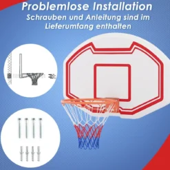 Ø45cm Basketballkorb Indoor Mini Basketball Korb mit Rückwand & Netz