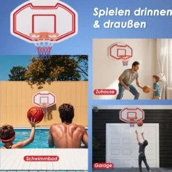 Ø45cm Basketballkorb Indoor Mini Basketball Korb mit Rückwand & Netz