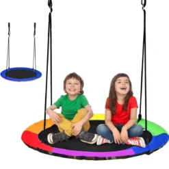 Ø100 cm Baumschaukel für Kinder doppelseitige Farbe Bunt + Blau