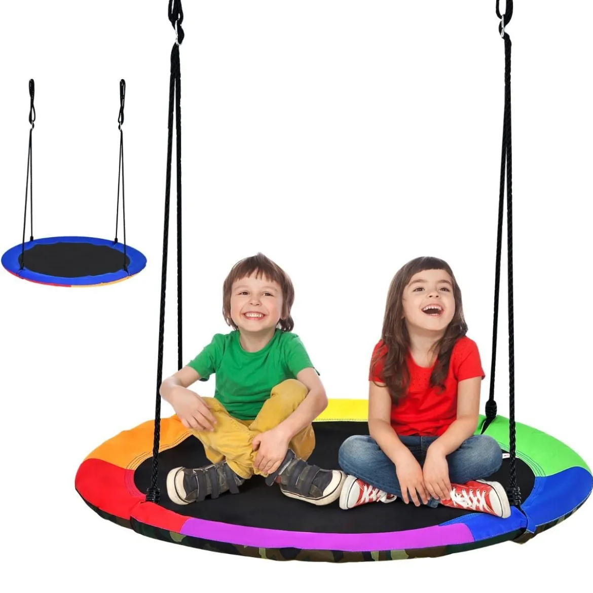 Ø100 cm Baumschaukel für Kinder doppelseitige Farbe Bunt + Blau
