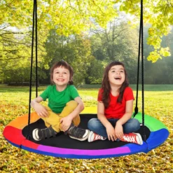 Ø100 cm Baumschaukel für Kinder doppelseitige Farbe Bunt + Blau