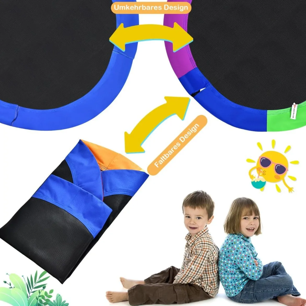 Ø100 cm Baumschaukel für Kinder doppelseitige Farbe Bunt + Blau