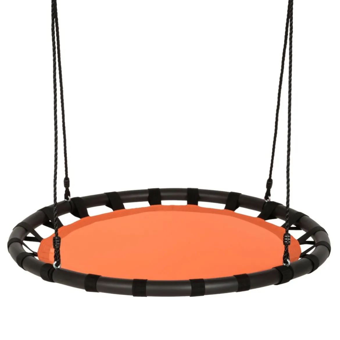 Ø 100 cm Baumschaukel Nestschaukel Rund mit 100-160 cm verstellbaren Seil Orange + Schwarz