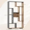 120cm Bücherregal mit 9 Fächern Standregal Raumteiler geometrisch Schwarz und Holz