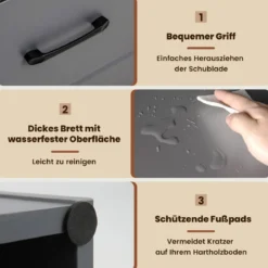 120 cm Bücherregal mit Schubladen 4 Ebenen Lagerregal aus Holz Standregal 60 x 38 x 120 cm Grau