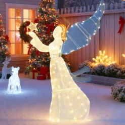 152 cm beleuchtete Engel-Weihnachtsdekoration 3D vorbeleuchteter Engel mit Heiligenschein Flügeln