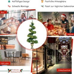 120 cm beleuchteter künstlicher Spiral-Weihnachtsbaum mit 150 LED-Lichtern Spiral-PVC-Baum Grün