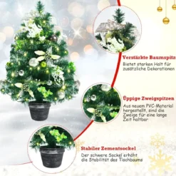 60 cm Beleuchteter künstlicher Tisch-Weihnachtsbaum Mini-Baum mit 40 LED-Lichtern Grün