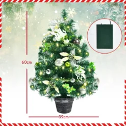 60 cm Beleuchteter künstlicher Tisch-Weihnachtsbaum Mini-Baum mit 40 LED-Lichtern Grün