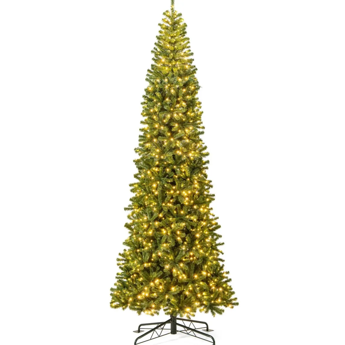360 cm Beleuchteter Künstlicher Weihnachtsbaum Tannenbaum mit 2536 PVC Zweigspitzen Grün