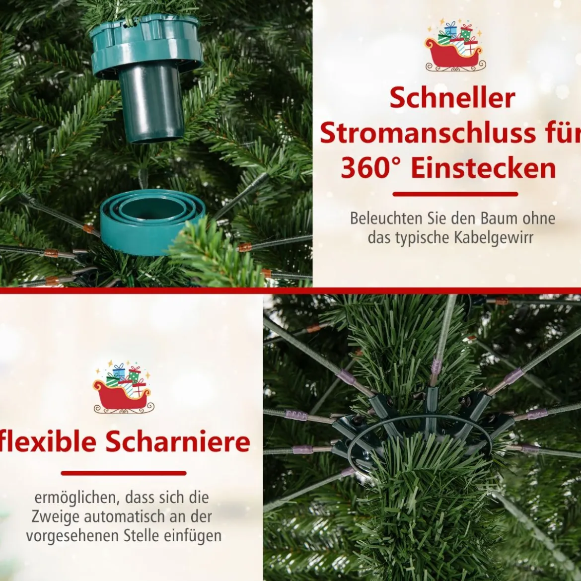 360 cm Beleuchteter Künstlicher Weihnachtsbaum Tannenbaum mit 2536 PVC Zweigspitzen Grün