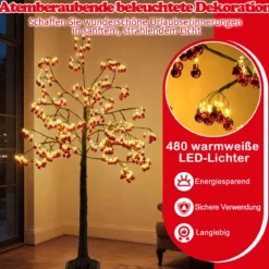 150 cm beleuchteter Weihnachtsbaum künstlicher Lichterbaum mit biegsamen Zweigen Weihnachtsbeleuchtung Rot