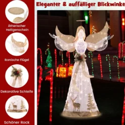 150 cm Beleuchtete Weihnachtsfigur mit 100 Warmweißen LED-Lichtern Engel Weihnachtsdeko
