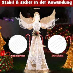 150 cm Beleuchtete Weihnachtsfigur mit 100 Warmweißen LED-Lichtern Engel Weihnachtsdeko