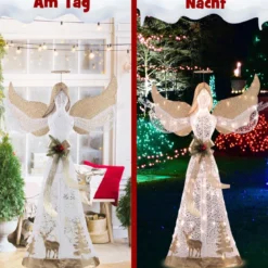 150 cm Beleuchtete Weihnachtsfigur mit 100 Warmweißen LED-Lichtern Engel Weihnachtsdeko