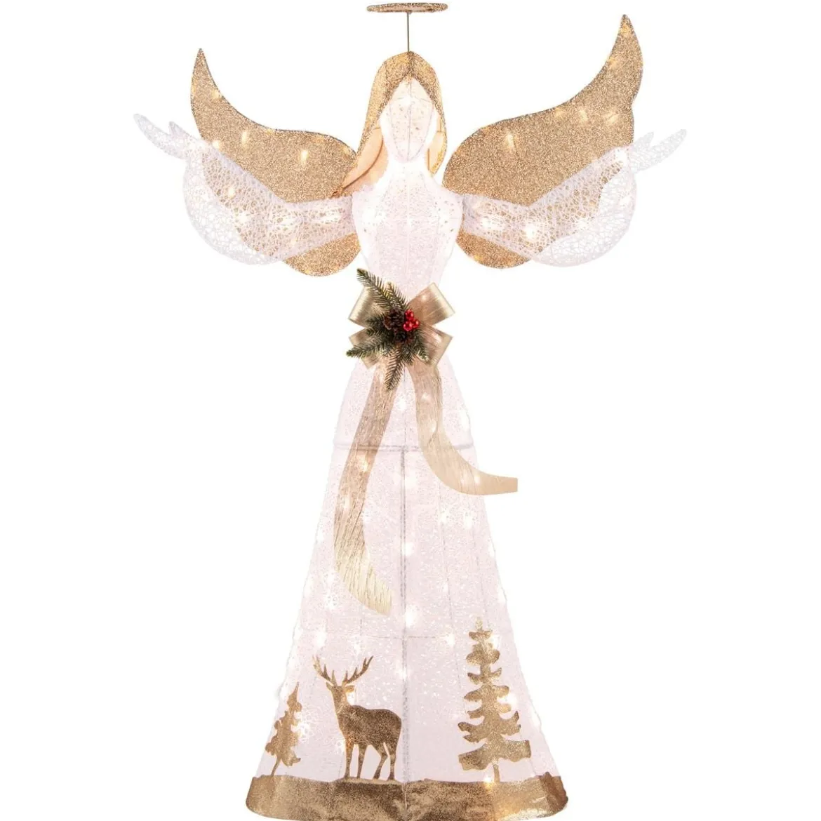 150 cm Beleuchtete Weihnachtsfigur mit 100 Warmweißen LED-Lichtern Engel Weihnachtsdeko