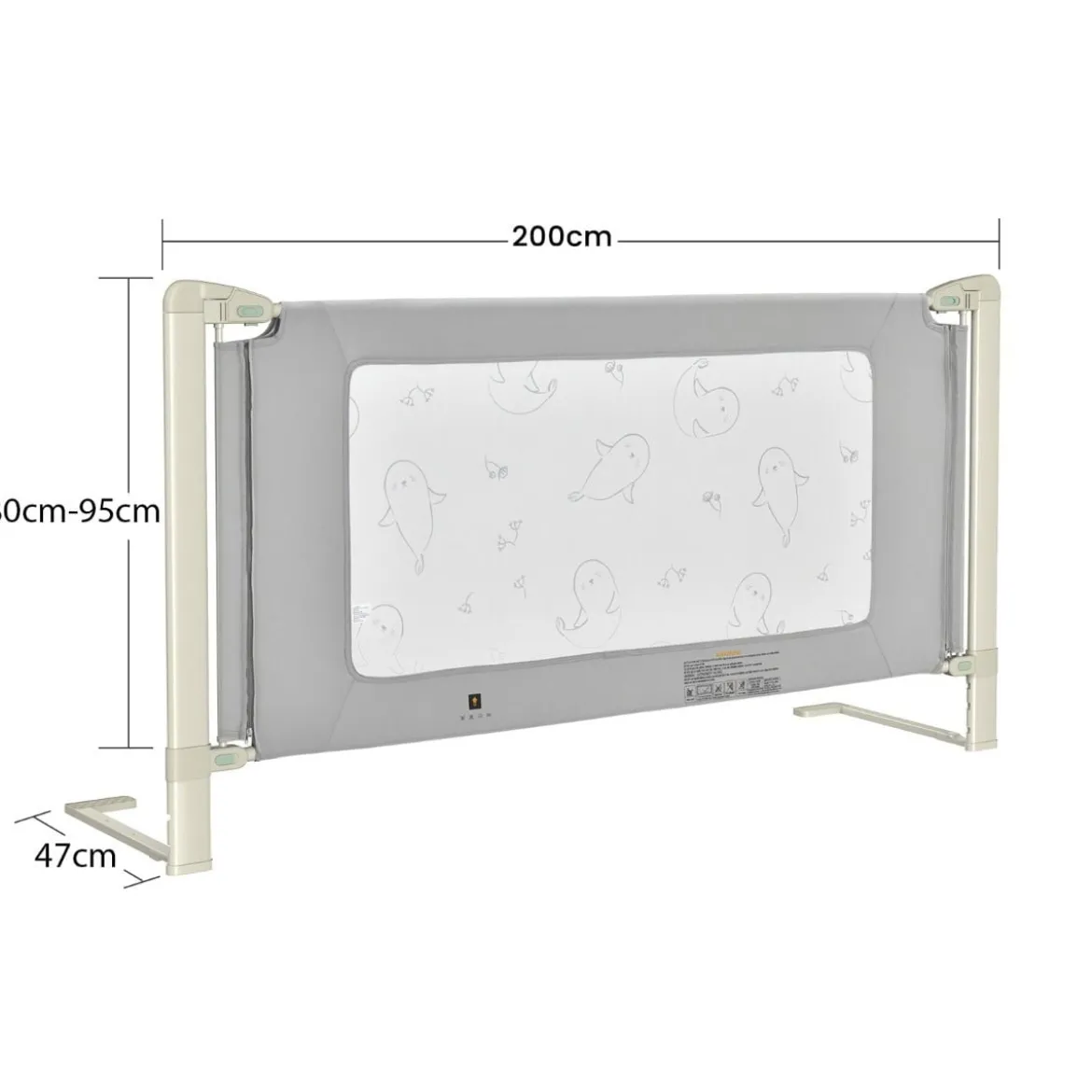 200 cm Bettgitter Höhenverstellbar Bettschutzgitter mit Verbindungszubehör Grau