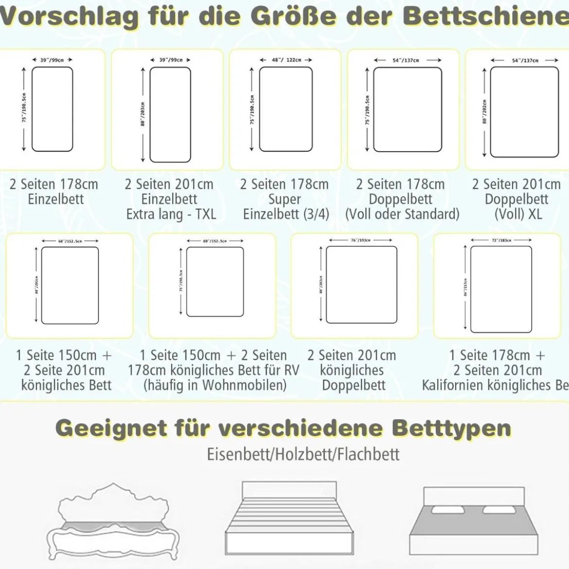 175 cm Bettgitter mit 24 Einstellbare Höhen & Seitentasche Bettschutzgitter Blau