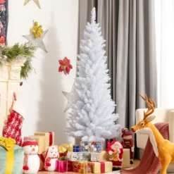 150 cm Bleistift künstlicher Weihnachtsbaum unbeleuchteter lebensechter Tannenbaum Weiß