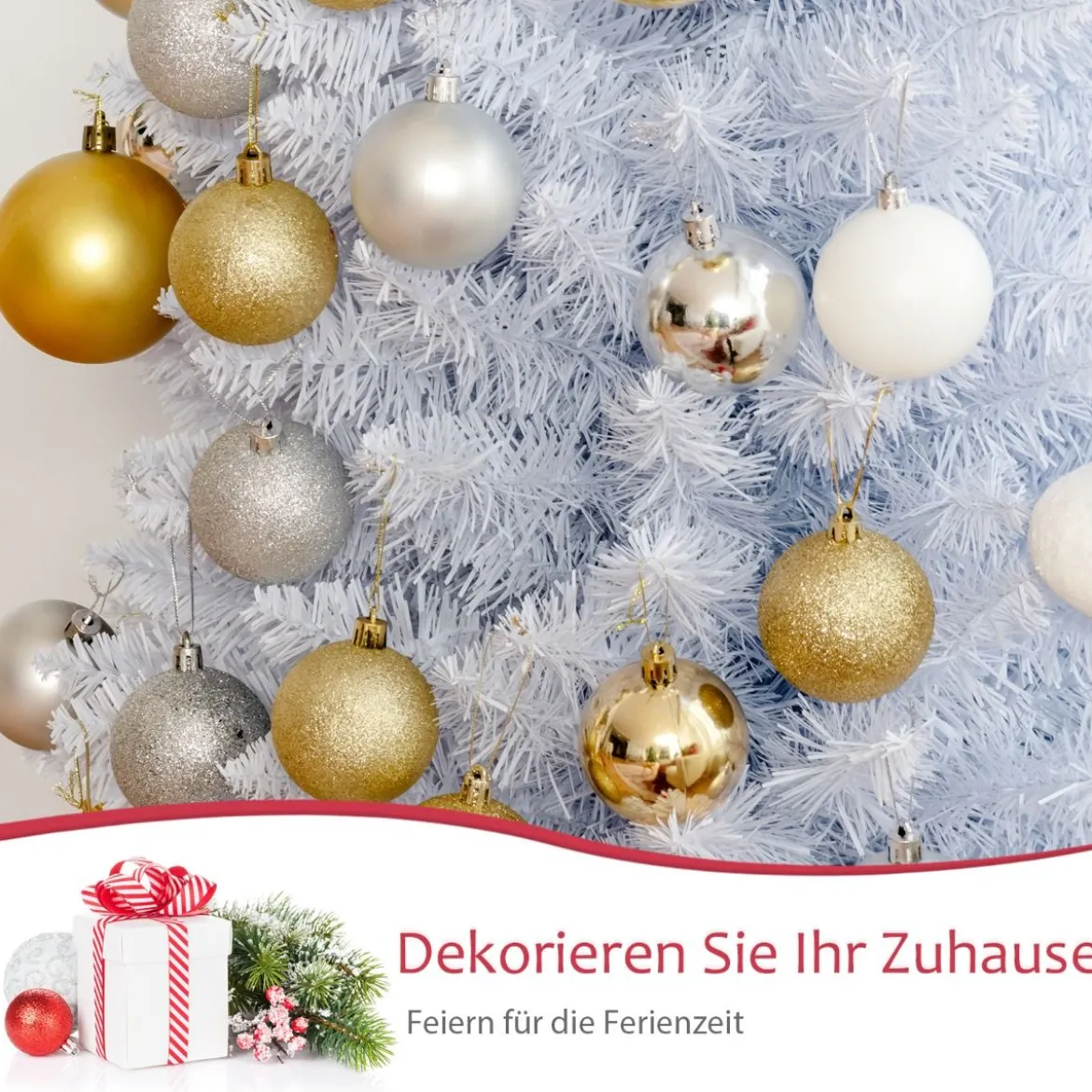 150 cm Bleistift künstlicher Weihnachtsbaum unbeleuchteter lebensechter Tannenbaum Weiß